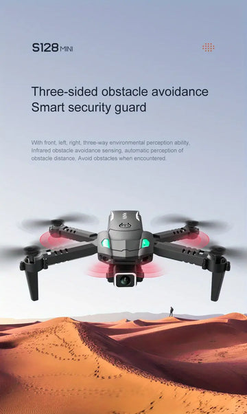 S128 Mini Drone 4K HD Camera Three-sided Obstacle Avoidance Air Pressure Fixed Height Professional Foldable Quadcopter Toys