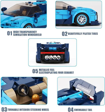 Mould King Technical Idea Racing Car Building Blocks, City Sports Car Model With Display Case DIY Bricks Toys Gift For Boys