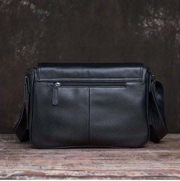 Men's Genuine Leather Crossbody Bag Top Layer Cowhide Chest Bag Large Capacity Satchel Multifunction Diagonal Shoulder Bag For Outdoor Sports Travel Work Flip Messenger Bag