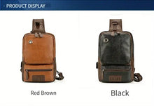 Men's Casual Large Capacity PU Leather Crossbody Bag Chest Bag