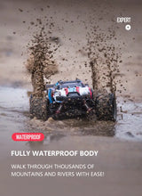 RC Car 1:18 Remote Control Car 4WD Waterproof Drift Off-Road Cars With 2 Rechargeable Batteries, New Upgraded Brush Motor, Christmas Birthday Gift For Boys And Girls