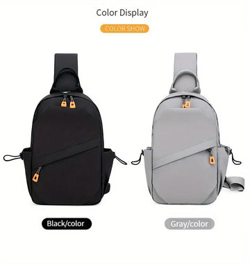 Men's Nylon Crossbody Chest Bag With Cushion Strap, Multifunctional Sling Bag For Outdoor Sports Travel