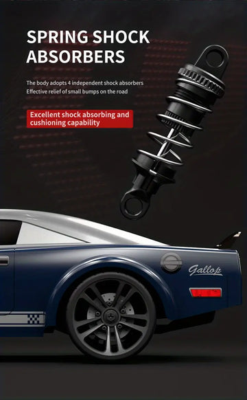 Q142 New 35km/h Retro Muscle Car High-speed Car Professional-level High-speed Carbon Brush Motor 1:16 Four-wheel Drive Alloy Drift Flat Racing Car 7.4v1300mAh Rechargeable Lithium Battery