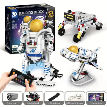 Electric Remote-controlled Robot Manufacturing Toys-3-in-1 App/remote-controlled STEM Educational Science Project, Collectible Robot Gift Set, Suitable For Boys Or Girls Over 12 Years Old (563 Pieces)