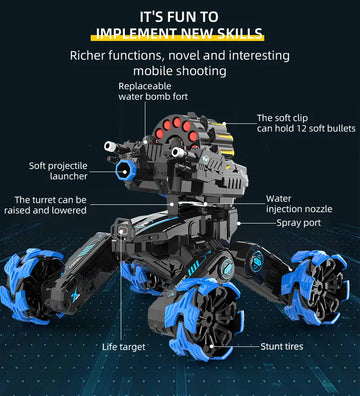 Explosive Wheelset Battle Spray Remote Control Tank Vehicle Launches Soft Water Bomb Robot Armor Remote Control Vehicle Toys