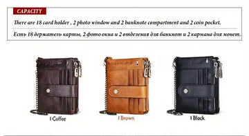 RFID Men Wallets Slim Leather Bifold Hasp Vintage Short Male Purse Coin Pouch Multi-functional Cards Wallet Designer Chain Bag