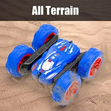 STEMTRON Stunt RC Car 2.4GHz Remote Control Car Double Sided Running Fast RC Car 360°Rotating Vehicles 180°Flips RC Crawler With Bright Headlights Toy Gift For Boys And Girls (Blue)