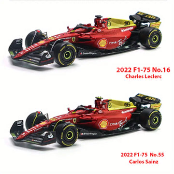 Burago 1:43 2022 Ferrari 75th Anniversary F1-75 #16 Leclerc Ferrari 75th Anniversary   F1-75 #55 Sainz Alloy Luxury Vehicle Diecast Cars Model Toy ,Collection Gift