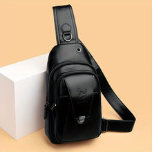 Men's Fashion Simple PU Leather Crossbody Bag, Multifunctional Travel Chest Bag