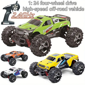 1: 24 Full Scale 2.4GHz Four-wheel Drive High-speed Remote Control Off-road Vehicle For Children, Competitive Racing RC Model Toy Car (all Accessories In Random Colors)