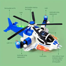 Electric Deformation Airplane Children's Toy Luminous Music Universal Fighter Rotating Helicopter