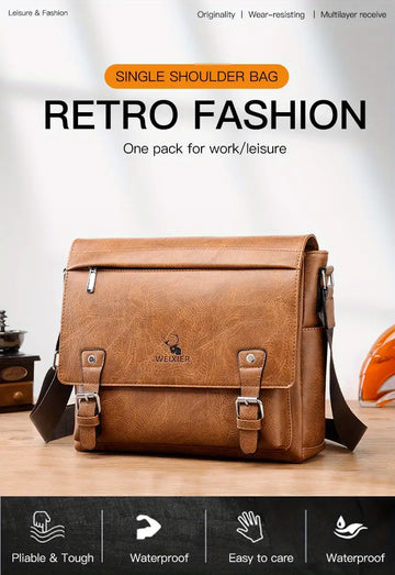 1pc Men's Messenger Bag Computer Satchel Bag One Shoulder Messenger Bag Retro Casual Shoulder Bag