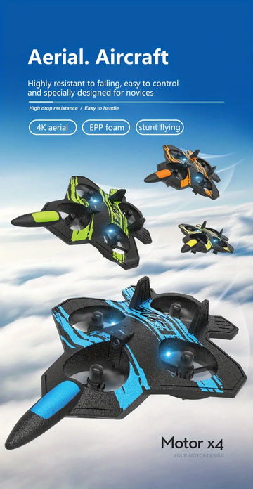 Drone For Kids And Beginners RC Plane With Light,  F22 Raptor Fighter RC Jet Plane Toy, Remote Control Airplane Quadcopter Helicopter With Auto Hovering, 3D Flip , Great Gift Toy For Boys And Girls