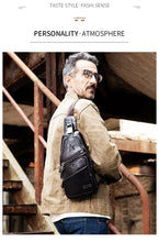 Men's Leather Chest Bag - Fashionable, Wear-Resistant & Large Capacity for Sports & Messaging