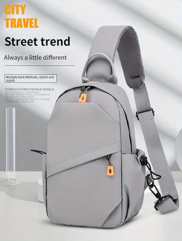 Men's Nylon Crossbody Chest Bag With Cushion Strap, Multifunctional Sling Bag For Outdoor Sports Travel