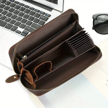 Retro Genuine Leather Handbag: Large Capacity, Multifunctional, and Top Layer Cowhide Wallet for Men!