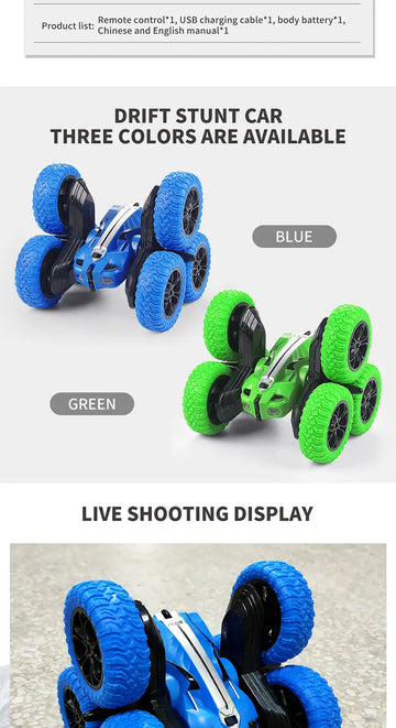 Cross-border New Remote Control Double-sided Sixwheeled Drift Truck Outdoor Hiking Bike With Light Kids Electric Toy Birthday Gift