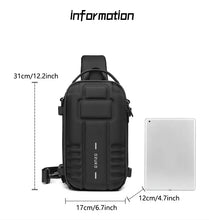 1pc OZUKO Men's Business Shoulder Bag With USB Charging Port Waterproof Sports Messenger Bag, Fashion Casual Chest Bag