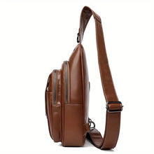 Men's Fashion Simple PU Leather Crossbody Bag, Multifunctional Travel Chest Bag