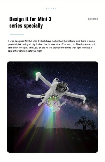 Colorful Lighted Landing Gear For DJI Mini 3 Foldable Landing Gear With Flash LED Lights For DJI Mini 3 Drone (Only For Mini 3)