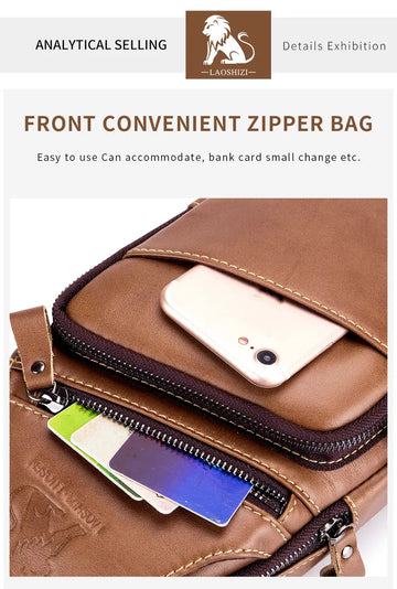 Men's Leather Chest Bag - Fashionable, Wear-Resistant & Large Capacity for Sports & Messaging