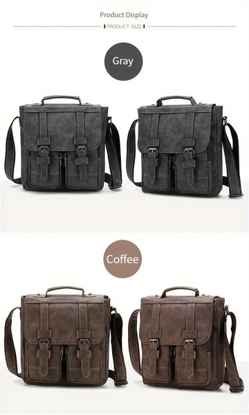 【WEIXIER】Men's Single Satchel Bag, Large Capacity Waterproof Casual Retro Bag