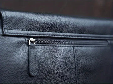 Men's Genuine Leather Crossbody Bag Top Layer Cowhide Chest Bag Large Capacity Satchel Multifunction Diagonal Shoulder Bag For Outdoor Sports Travel Work Flip Messenger Bag