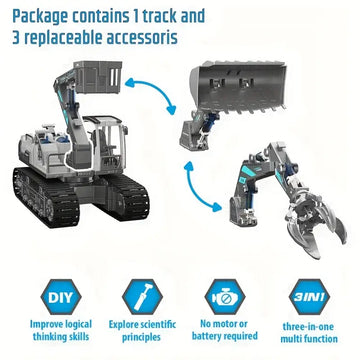 [en] [General Cargo] [Assembly] 3-in-1 Hydraulic Engineering Kit Bulldozer/fire Truck/grab Truck