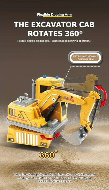 1:24 27MHz Five-Way Lighted Remote Control Crawler Excavator 2.4G To Frequency Construction Vehicle