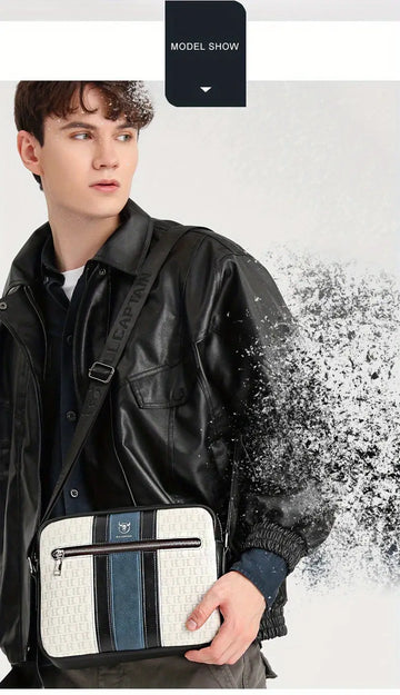 Fashionable Man Shoulder Bag Casual Messenger Bag Soft Silicone Leather Camera Large-capacity Fashionable Man 10inch Tablet Computer Ipad Bag