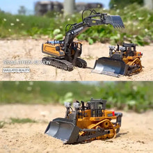 9 Channels Remote Control Bulldozer, 2.4Ghz  RC Construction Vehicle Truck Toys With Alloy Metal Cap, Light.sound, Rechargeable 2 Battery For 3 4 5 6 7 8 Years Old Boys And Girls