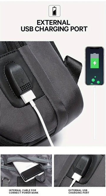 Upgrade Your Outfit & Travel with this Stylish & Functional USB Charging Shoulder Bag!