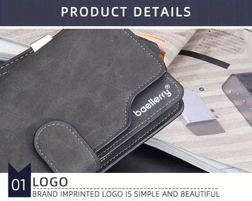 Men's Casual Frosted PU Leather Long Wallet With Card Slots, Zipper Buckle Clutch Wallet