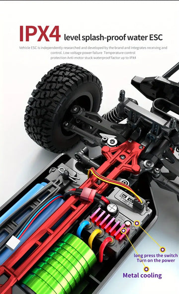 1:16 Four-wheel Drive Brushless Motor, Long-range Remote Control Big Foot Off-road Vehicle, 2.4G Remote Control 70KM Extreme Speed Simulation Sports Car