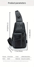 SCHLATUM Men's Vintage Genuine Leather Shoulder Bag Crossbody Bag, Outdoor Sports Travel Crossbody Bag With Earphone Hole