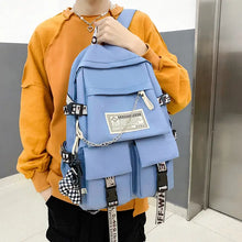 School Bag Female Primary School Students Travel Backpack Men Junior High School High School Students Korean Ins Tide Brand Large Capacity Casual Backpack Five-piece Set