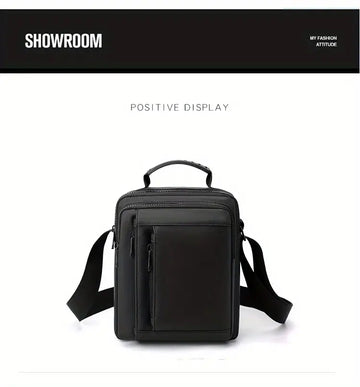 Men's Casual Vertical Small Square Shoulder Bag, Waterproof Nylon Multi-layer Zipper Handbag Crossbody Bag