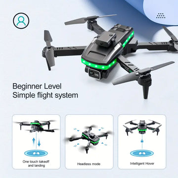 S162 Drone With Dual Camera, Four Sides Obstacle Avoidance & LED Light Strip, Headless Mode One-Key Return Foldable Remote Control Aircraft Quadcopter, Gift Toys For Kids Adults