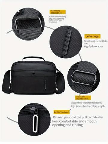 Men's Casual Outdoor Large Capacity Messenger Bag, Lightweight Square Bag