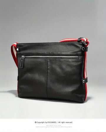 Men's Genuine Leather Large Capacity Messenger Bag, Trendy Casual Cowhide Commuter Bag