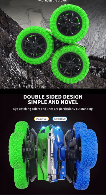 Cross-border New Remote Control Double-sided Sixwheeled Drift Truck Outdoor Hiking Bike With Light Kids Electric Toy Birthday Gift