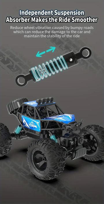 2.4G 4WD Alloy Climbing Car Big Wheel Monster Metal Car Shell Patch High Frame All Terrain Toy Car