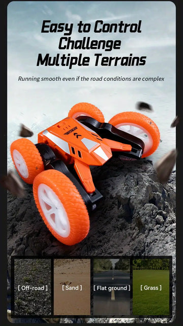 2.4G Toy Car, Remote Control Stunt Car, Responsive 360 ° Rotating Fancy Stunt Performance, Double-sided Driving, Free Rolling, Cool Lights, Suitable For Various Road Surfaces, Beautiful Music