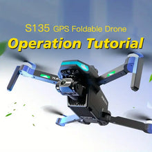 S135 GPS UHD Dual Camera Foldable Drone Wifi LED Screen Remote Control,Three-axis Gimbal Optional Radar Obstacle Avoidance, Gravity Sensor, Altitude Hold, 3D Flip RTF Includes Carrying Bag