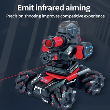 Multifunctional Remote Control Armor Tank Stunt Car Can Fire Can Fight Can Launch Water Bullet Launch Soft Bullet Blow Bubble With Infrared With Spray Remote Control Car For Boys Kids Toys