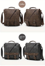 【WEIXIER】 Adjustable Men's Single Satchel Bag, Large Capacity Waterproof Leather Bag