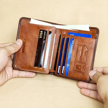 Genuine Leather Rfid Wallets For Men Vintage Thin Short Multi Function ID Credit Card Holder Money Bag Give Gifts To Men On Valentine's Day