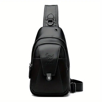 Men's Fashion Simple PU Leather Crossbody Bag, Multifunctional Travel Chest Bag
