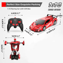 2.4Ghz Long Distance Remote Control Car 1:18 Scale Model Racing Car,  With One-Button Deformation, 360°Drifting, Transforming Car , Transforming  Robot RC Car,  For 8+Years Boys Kids