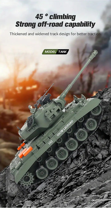 Remote Control 1/18 2.4G American M26 Pan Xing Remote Control Military Simulation Model Boy Toy Tracked Combat Vehicle With Double Bullets For Heavy Tank Multifunctional Collection Gift